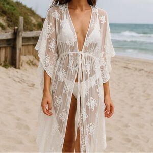 Forever 21 White Floral Lace Cover-Up